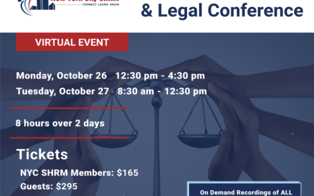 Sign Up Now for NYC SHRM’s Virtual, Legal and Legislative Conference!